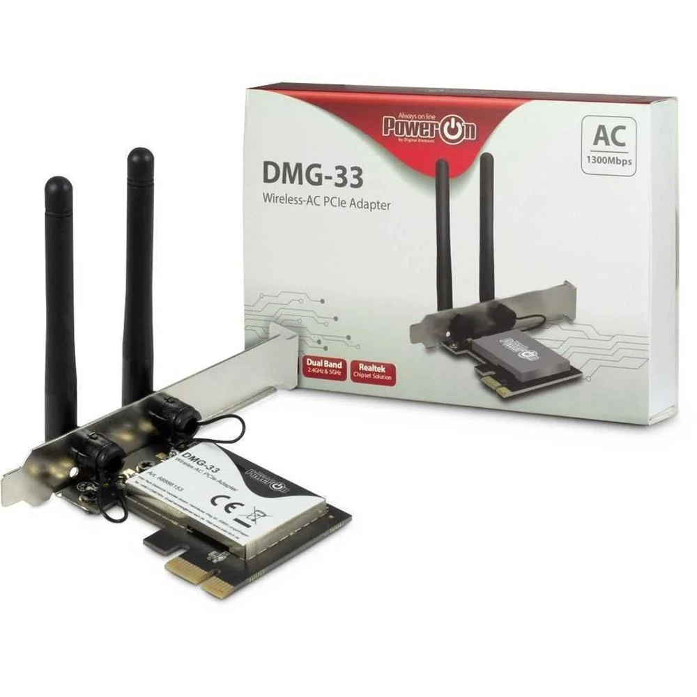 Inter-Tech Wi-Fi 5 Pcie Adapter Dmg-33 3dbi Antenne 1300mbps Retail