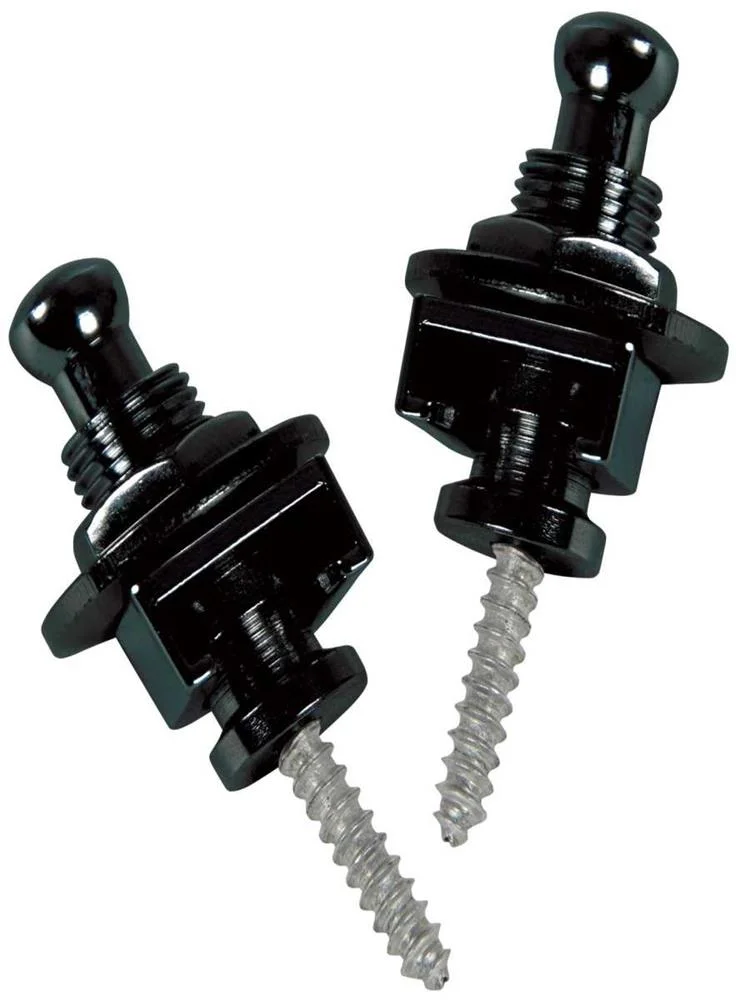 Set Of 2 Strap Locks For Guitar - Black