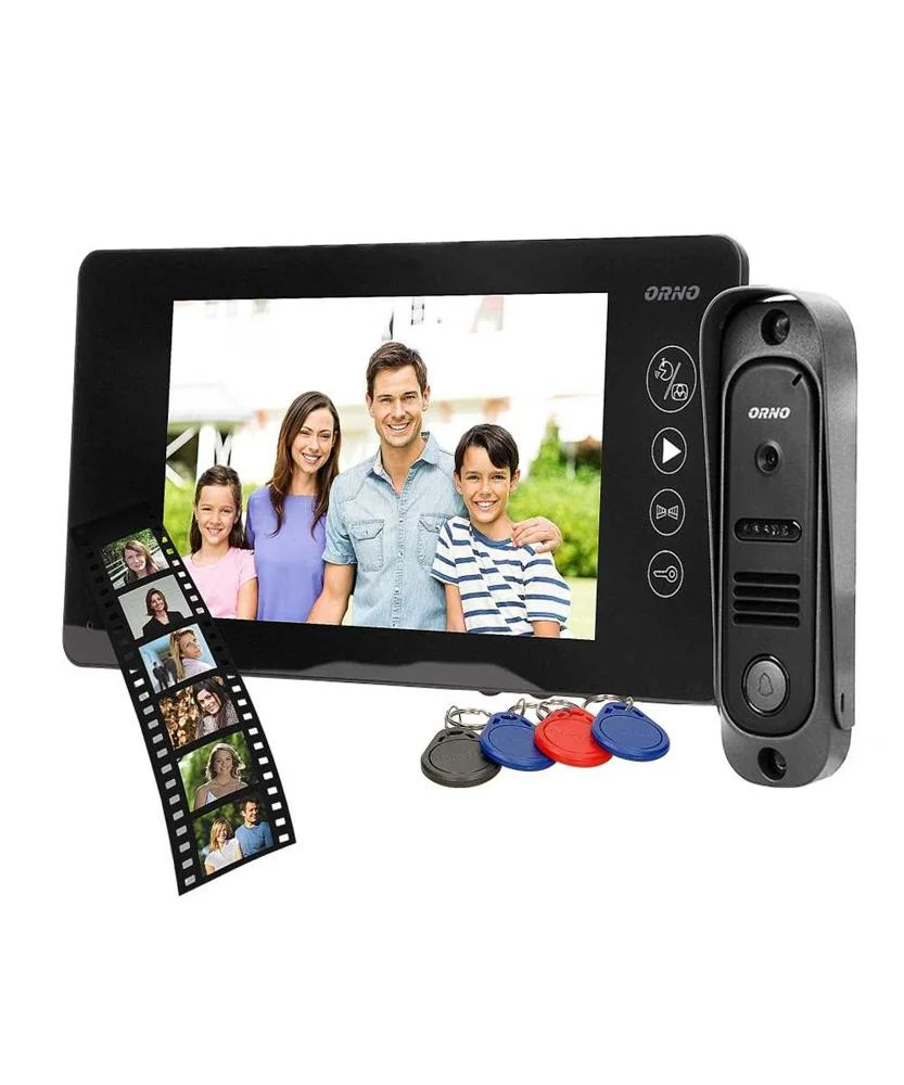 Vídeo Porteiro C/ Lcd 7" Cores Leds Ir Preto