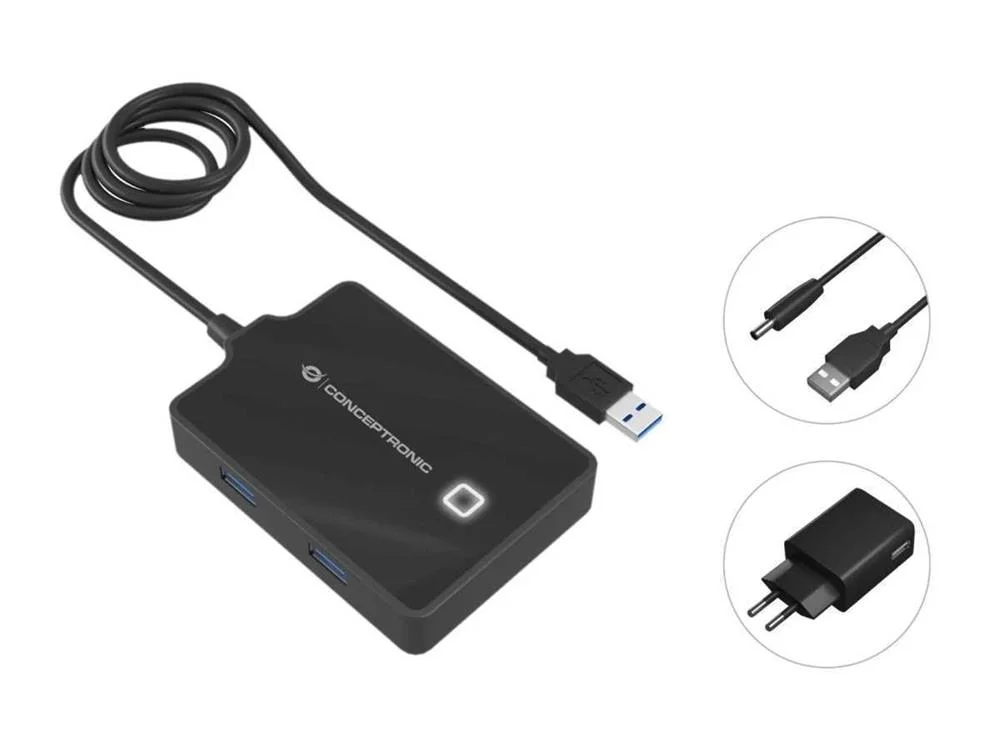 Conceptronic Usb-Hub 4-Port 3.0  ->4x3.0       M.Netzteil Sw