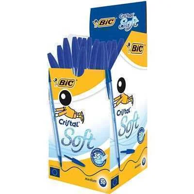 Caneta Bic Cristal Soft 1-2 Mm Cristal Azul (50 Unidades) 