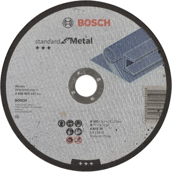 Disco de corte Bosch Standard for Metal, 180mm