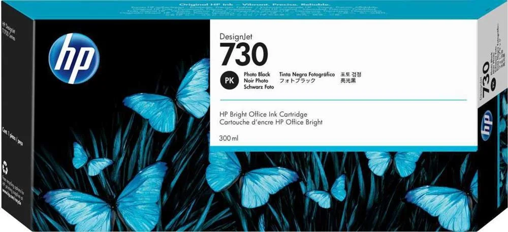 Tinteiro de Tinta Original Hp Cartucho de Tinta Hp Designjet 730 Preto Fotográfico de 300 Ml Preto 