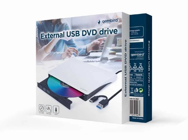 Gembird Dvd-Usb-03-Bw External Usb Dvd Drive  Black And White