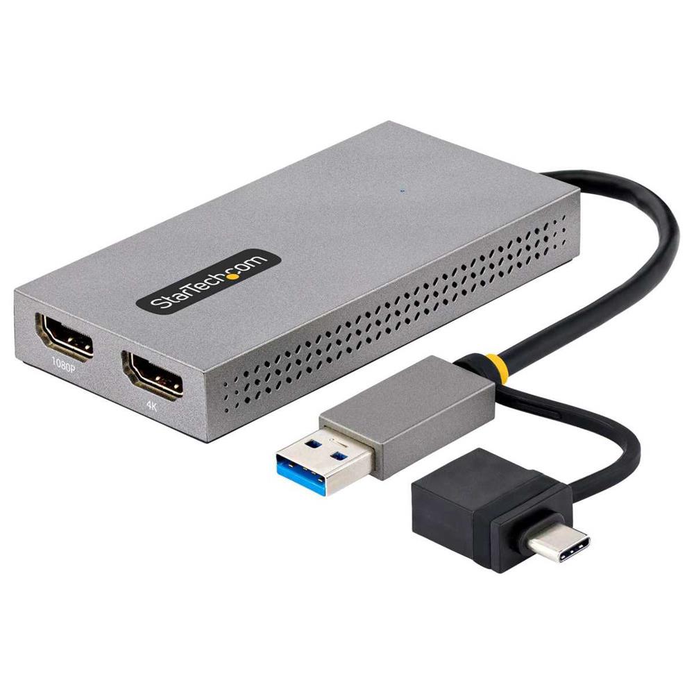 Startech.Com Usb To Dual Hdmi Adapter, Usb A/C To 2x Hdmi Monitors (1x 4k 30hz, 1x 1080p), Integrate