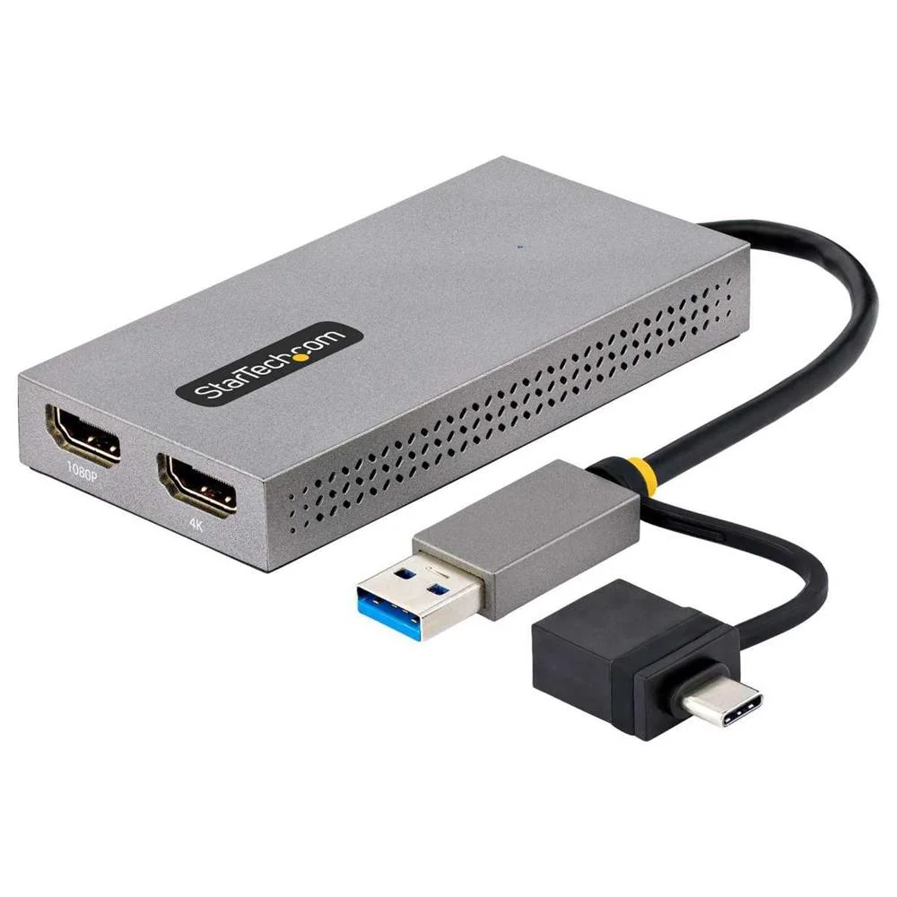 Startech.Com Usb To Dual Hdmi Adapter, Usb A/C To 2x Hdmi Monitors (1x 4k 30hz, 1x 1080p), Integrate