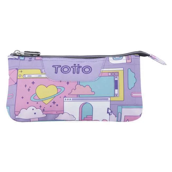 Estuche Escolar Tres Compartimentos Morado Ciber .