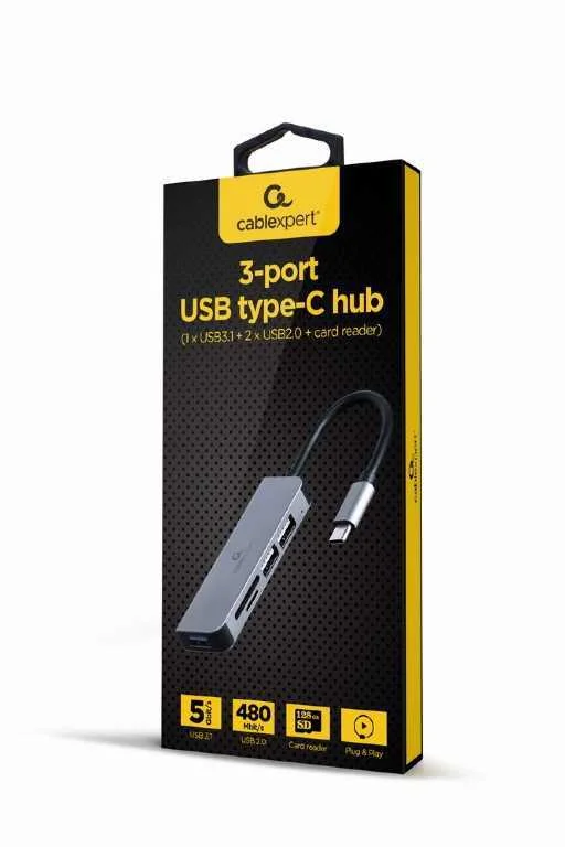 Hub Usb Tipo-C de 3 Puertos Usb 3.1 Y Usb 2.0 Con.