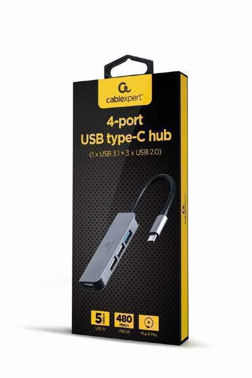Gembird Uhb-Cm-U3p1u2p3-01 4-Port Usb Type-C Hub (1 X Usb 3.1 + 3 X Usb 2.0) Silver