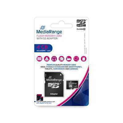 Mediarange Sd Microsd Card  4gb Sd Cl.10 Inkl. Adapter