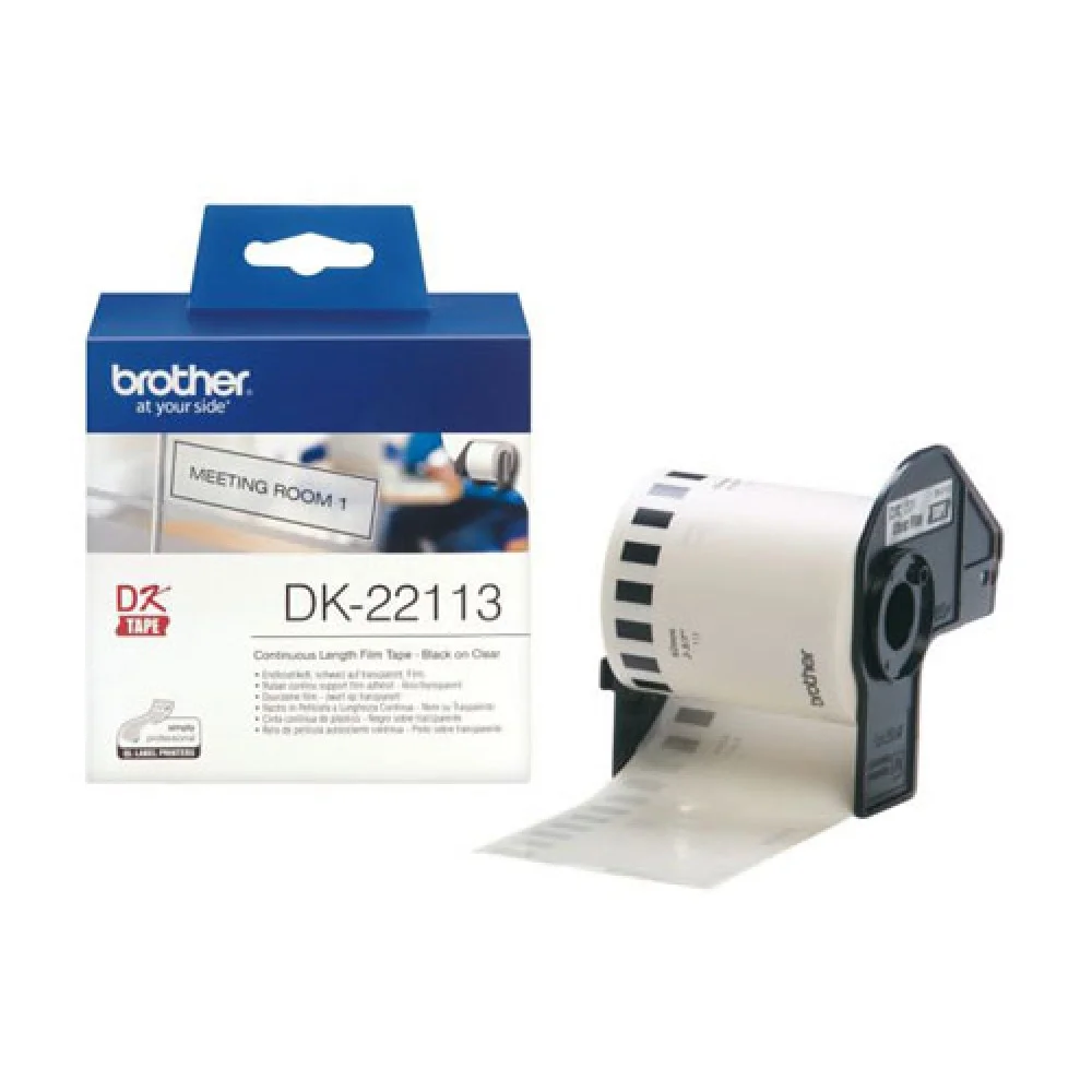 Cinta Laminada para Máquinas Rotuladoras Brother Dk-22113 62 Mm X 15,24 M Preto/Transparente 