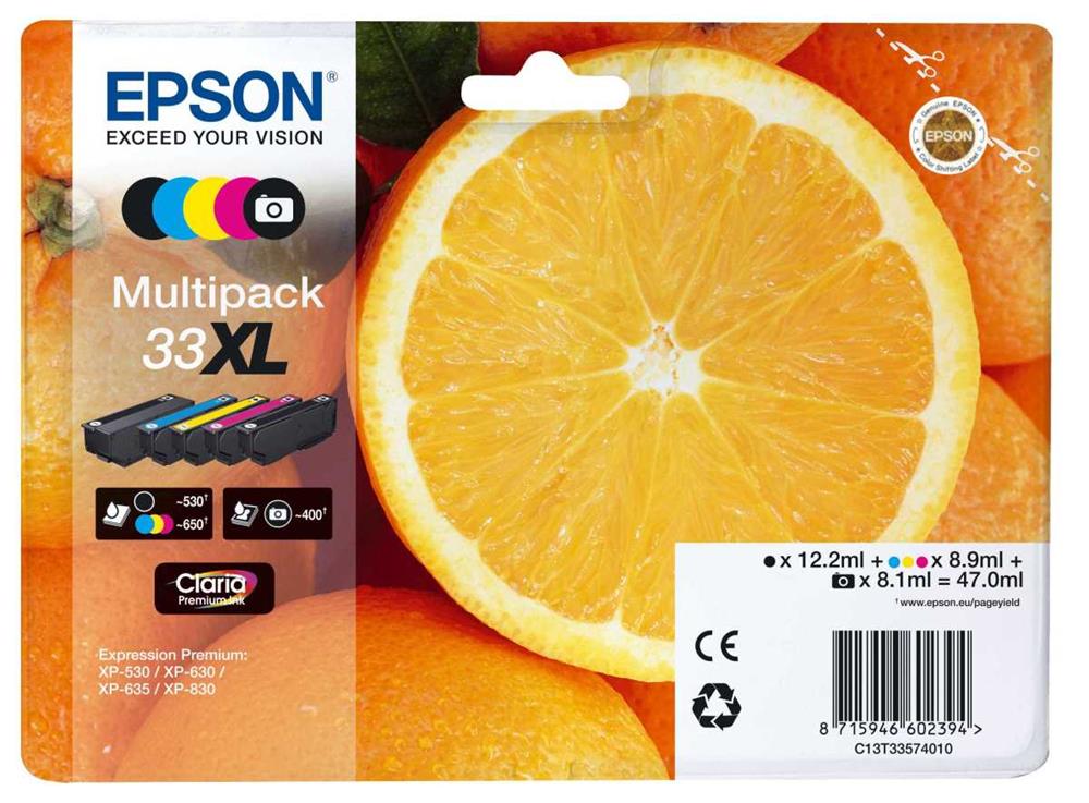 Patrone Epson 33 5er-Pack Black + Color Xl             T3357