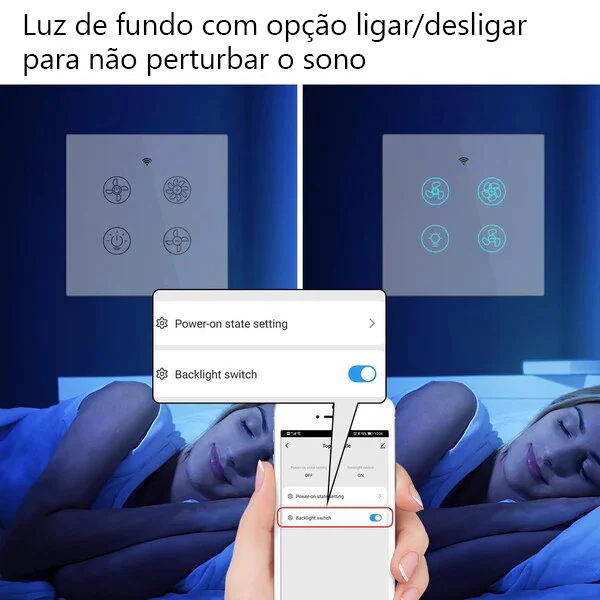 Interruptor de Luz e Ventilador Wi-Fi+Rf433