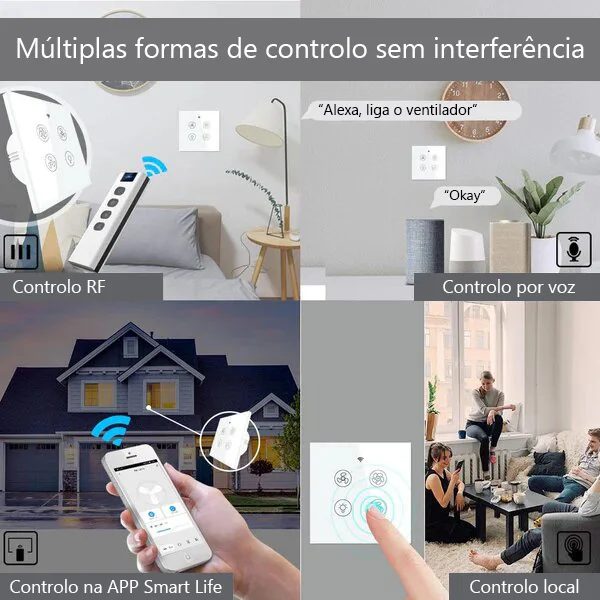 Interruptor de Luz e Ventilador Wi-Fi+Rf433