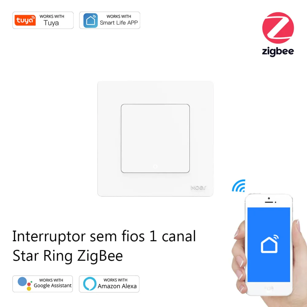 Interruptor sem fios 1 canal Star Ring ZigBee