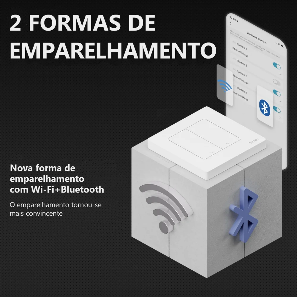 Interruptor Sem Fios 2 Canais Star Ring Zigbee