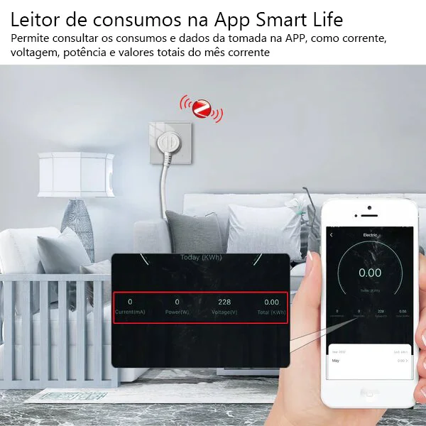 Tomada de Parede Zigbee Preta