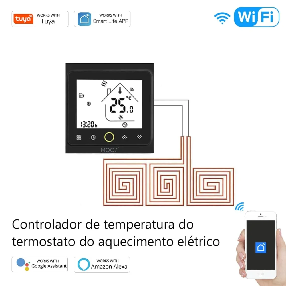 Termostato controlador de temperatura do piso radi