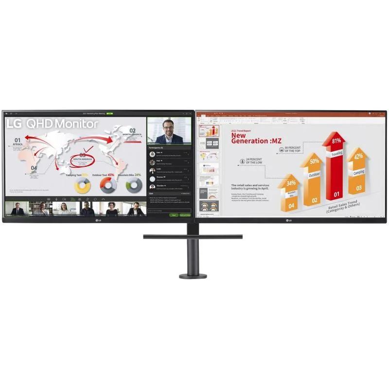 Lg 27" 27qp88dp-Bs Qhd Ergo Monitor Usb-C Hdmi Dp Ips Black