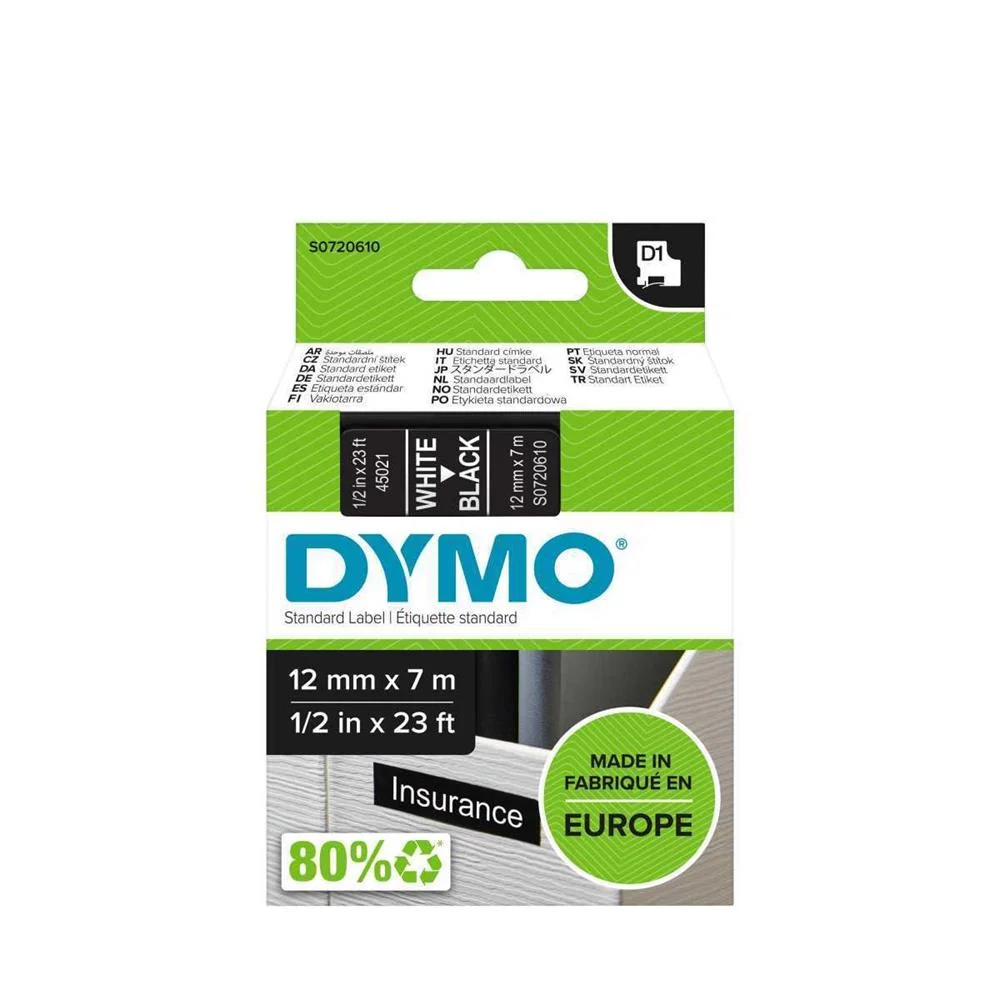 Dymo Schriftband 45021 White Black (S0720610)
