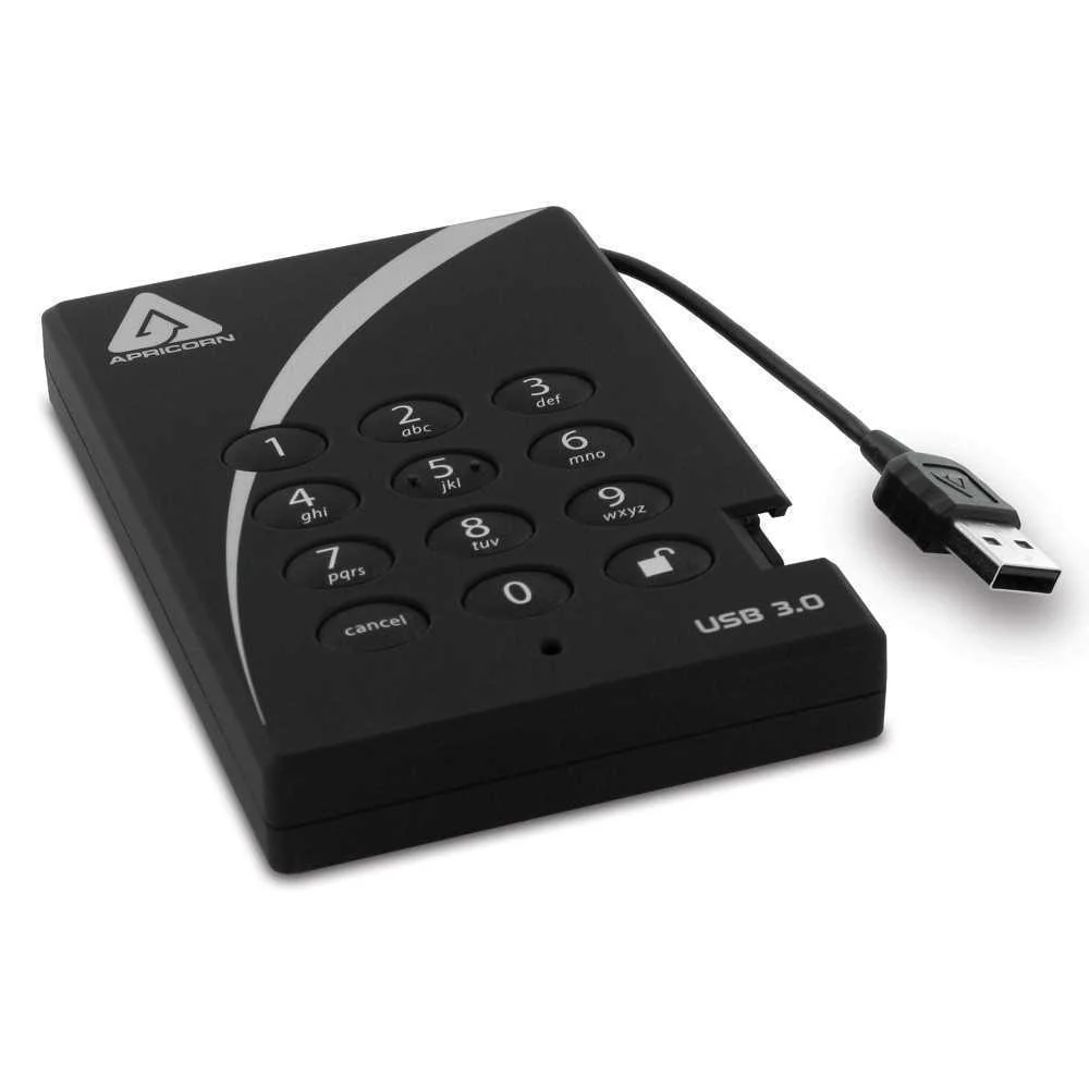 Apricorn Hard Drive A25-3pl256-2000 - 2tb - Usb 3.0 - Black