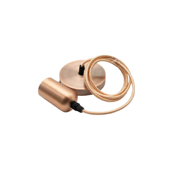Susp. com Fio Textil E27 Vintage Mate Ouro Rosa