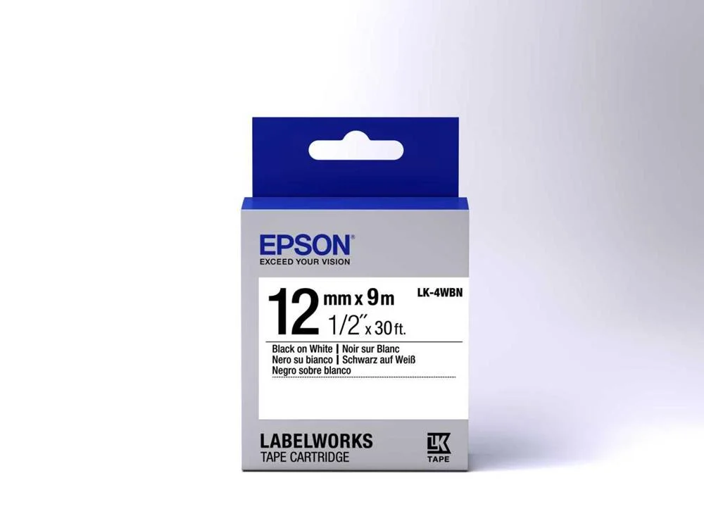 EPSON LABEL CARTRIDGE STANDARD BLACK/WHITE 12MM (.