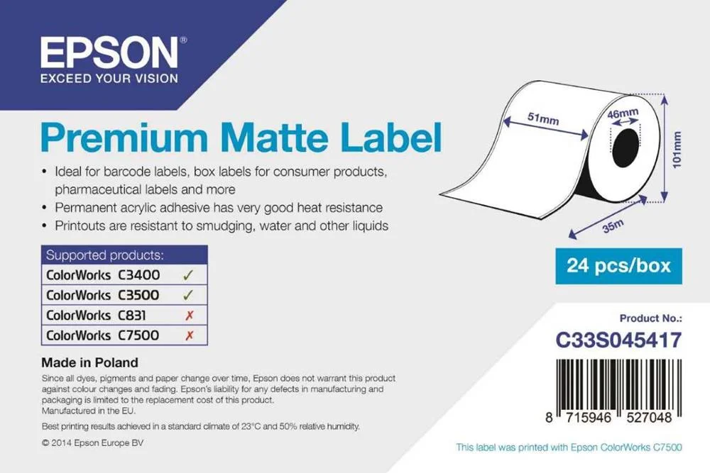 Epson Premium, 51mm X 35m, 163 G/M²