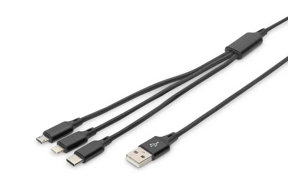 Digitus Lak 3in1 Usba+Lightning+Microusb->usbc 1m Schwarz