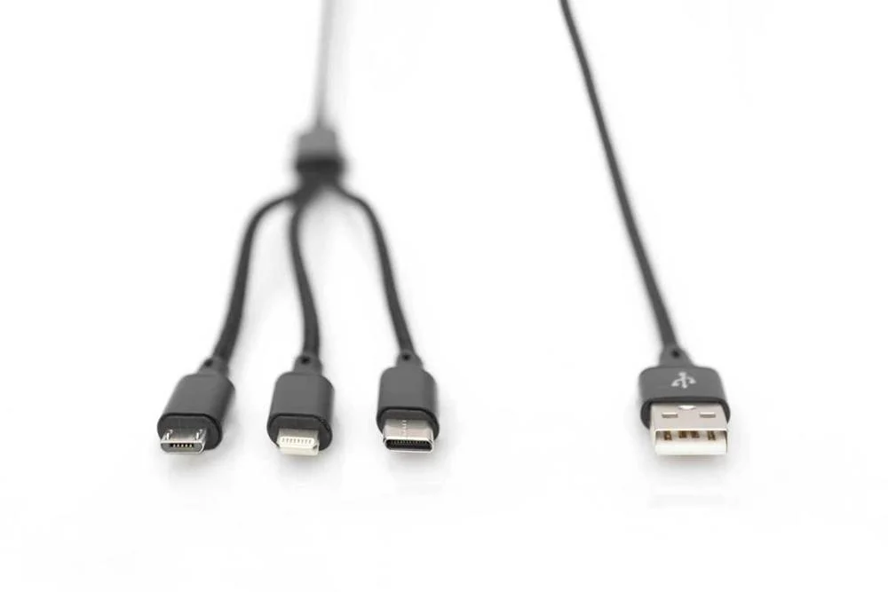 Digitus Lak 3in1 Usba+Lightning+Microusb->usbc 1m Schwarz