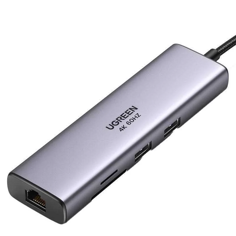 Adapter Hub Ugreen, Usb-C To 2x Usb 3.0, Hdmi, Rj45, Sd/Tf