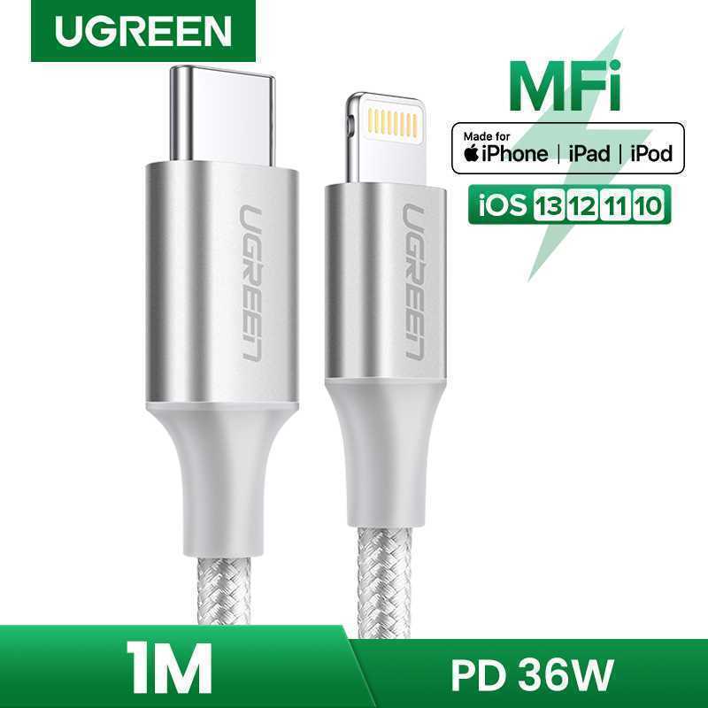 Cabo Lightning para USB-C 2.0 UGREEN 3A 1m Branco