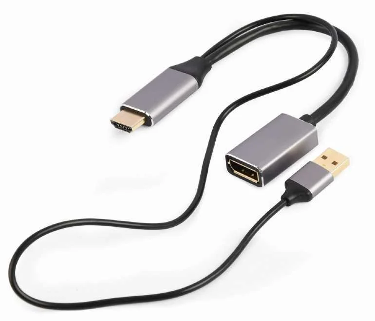 Cabo Adaptador Ativo Gembird Hdmi Macho 4k 60hz para Displayport Fêmea 10cm Preto