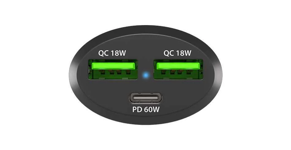 Cargador Coche Natec Coney 2xusb, 1xusb-C Qc3.0, .