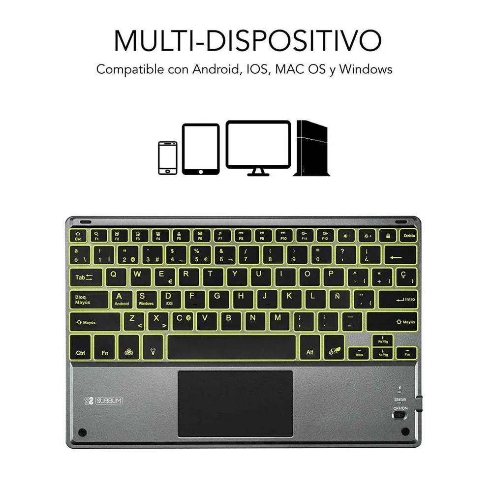 Teclado Tablet Subblim Smart Backlit Bt Keyboard .