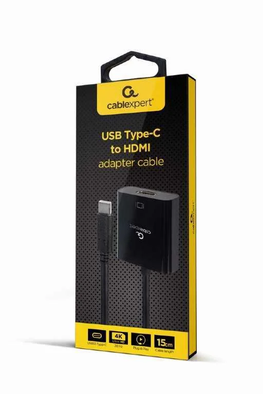 Gembird A-Cm-Hdmif-03 Usb Type-C To Hdmi Adapter Cable  4k@30hz  15 Cm  Black