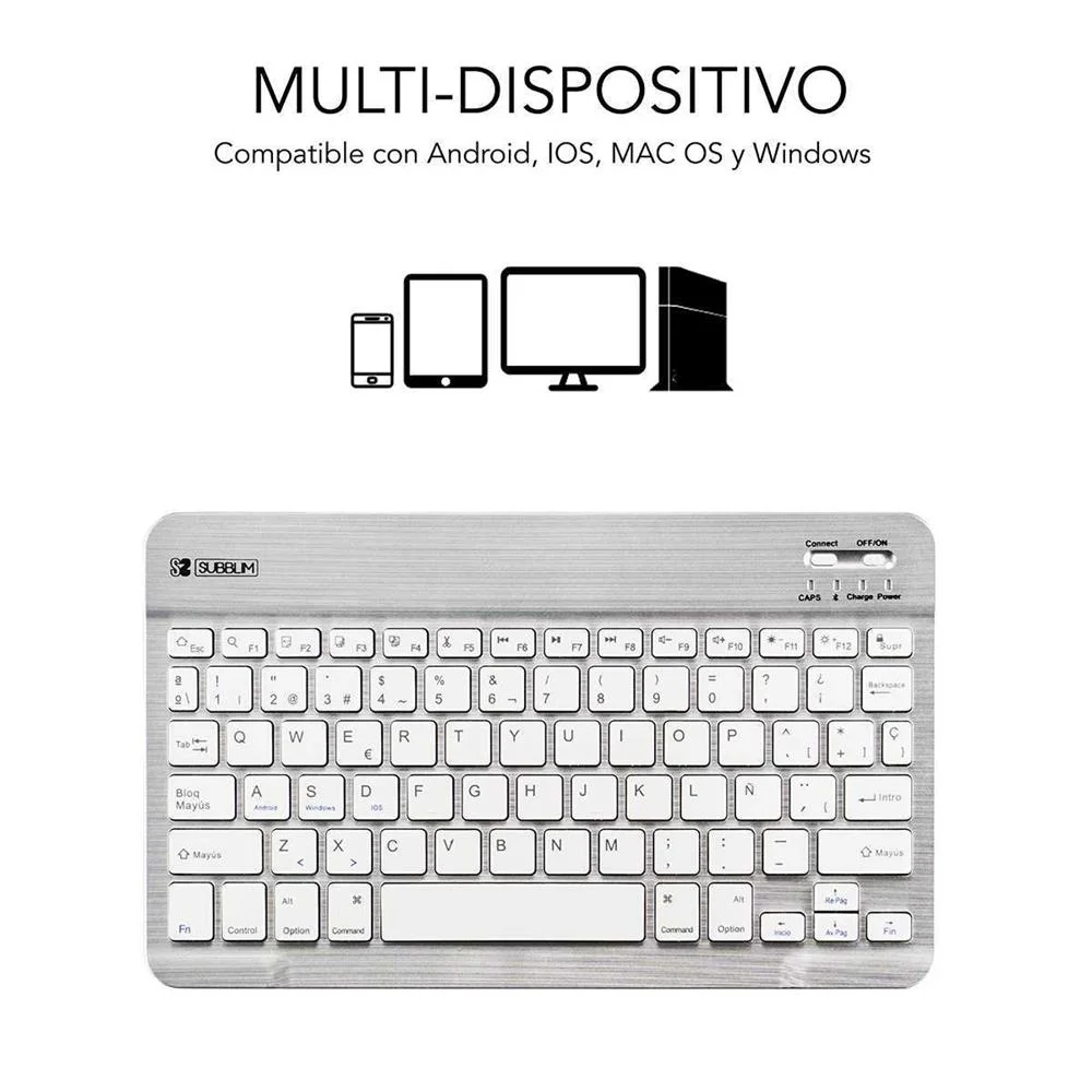 Subblim Teclado Smart Bluetooth Silver Prateado, .