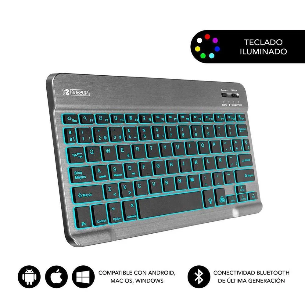 Teclado Tablet Subblim Smart Backlit Bt Keyboard .