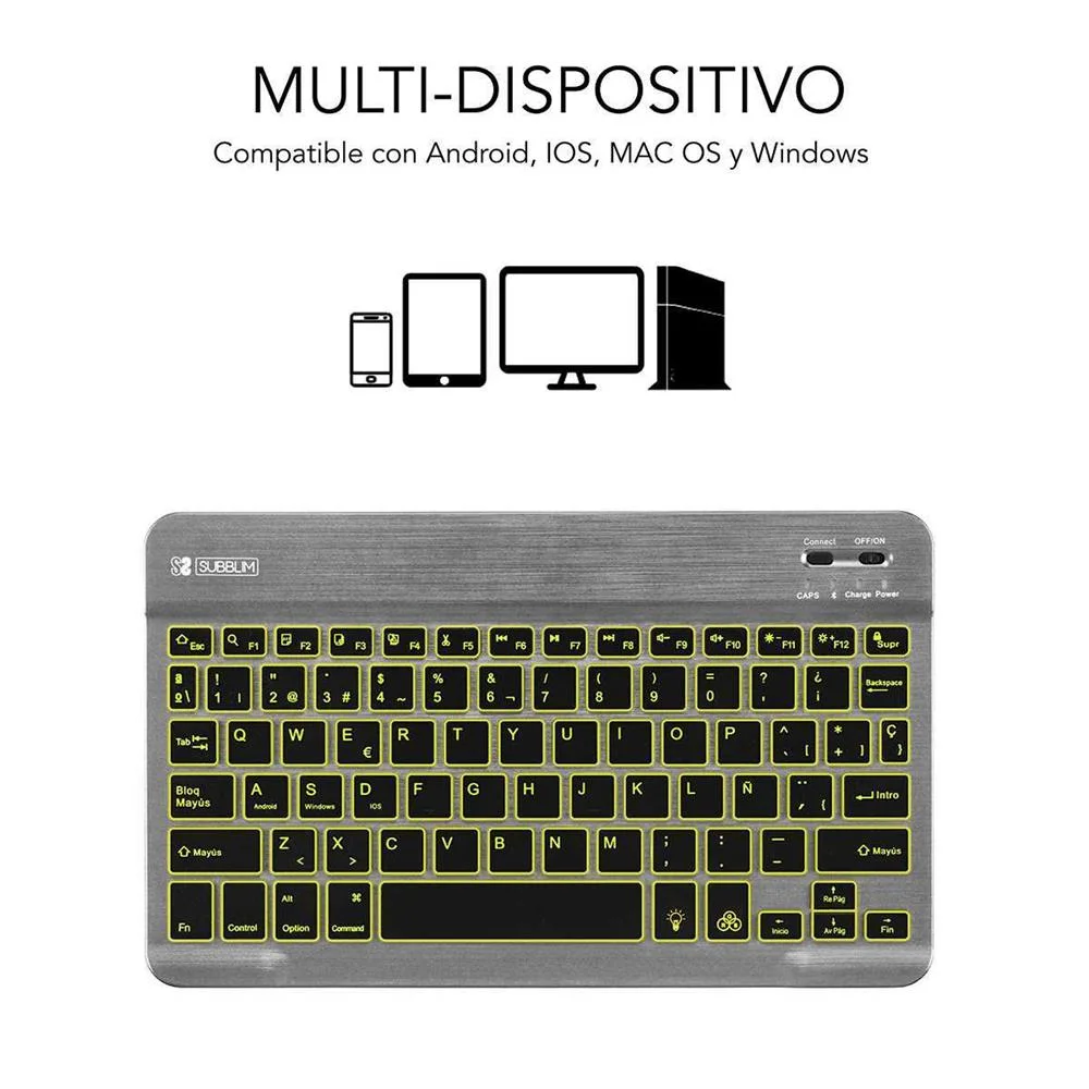 Teclado Tablet Subblim Smart Backlit Bt Keyboard .