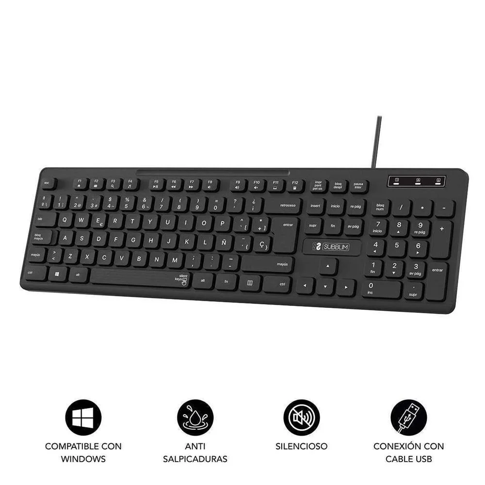 Subblim Subkbc-0ssk50 Teclado Usb Qwerty Espanhol.