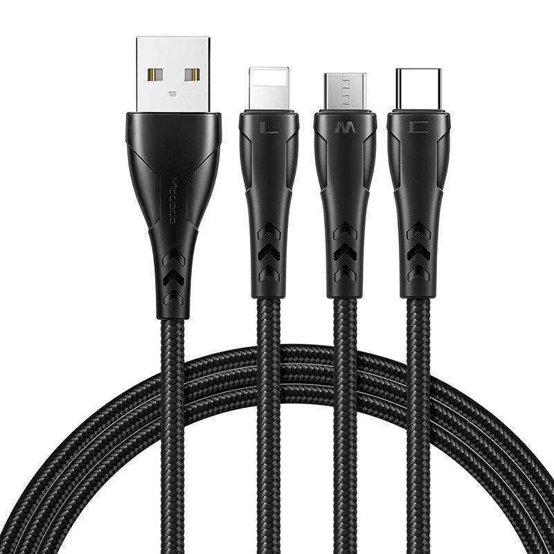 Kabel 3v1 Usb Na Usb-C / Lightning / Micro Usb, Mcdodo Ca-6960, 1,2 M (Cerný)