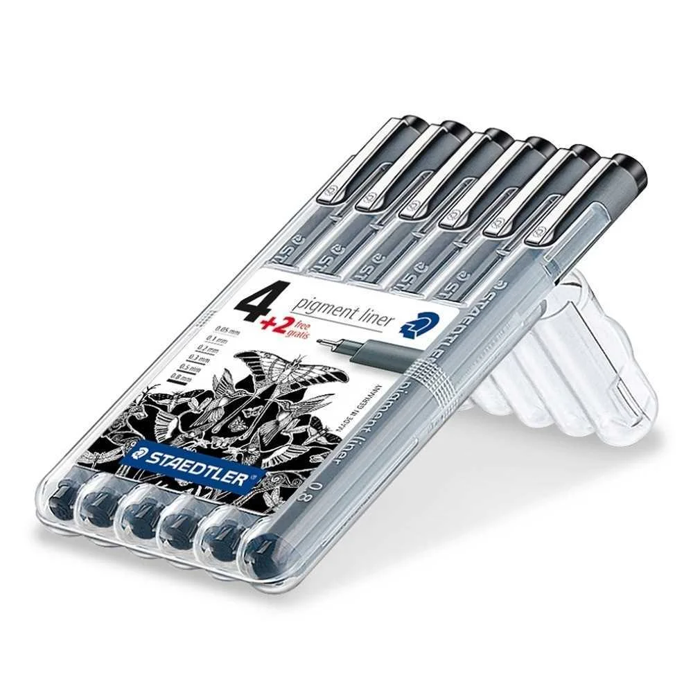 Staedtler Pigment Liner Schwarz 6st Box