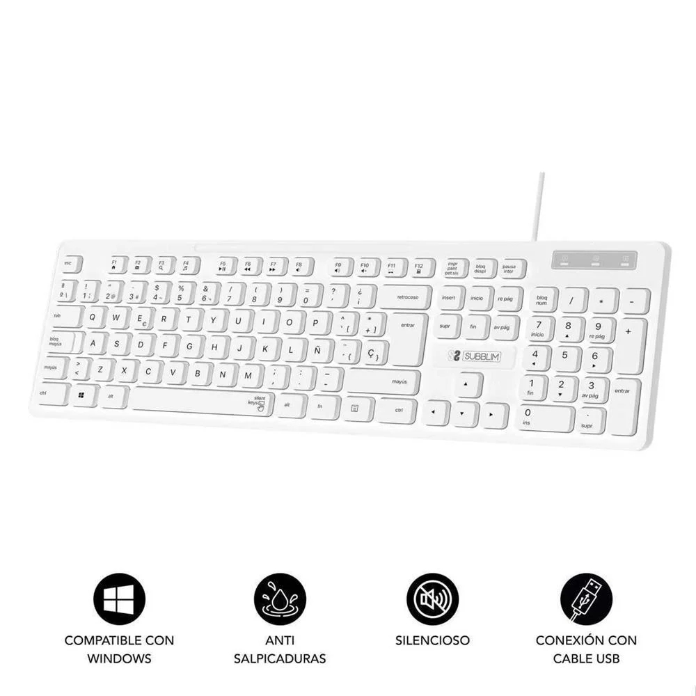 Teclado Subblim Subkbc0ssk51 Branco 