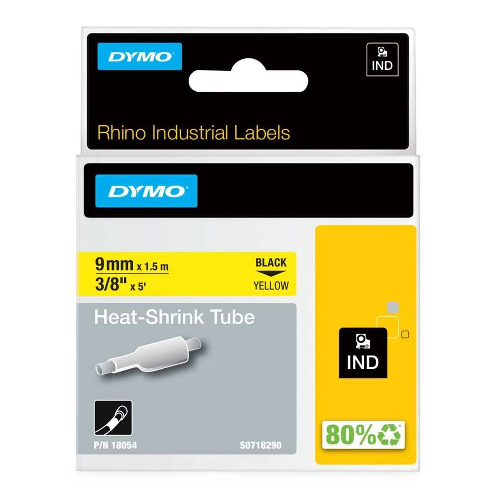 Dymo Rhinopro Heat Shrink Tubing Black Yellow (18054)