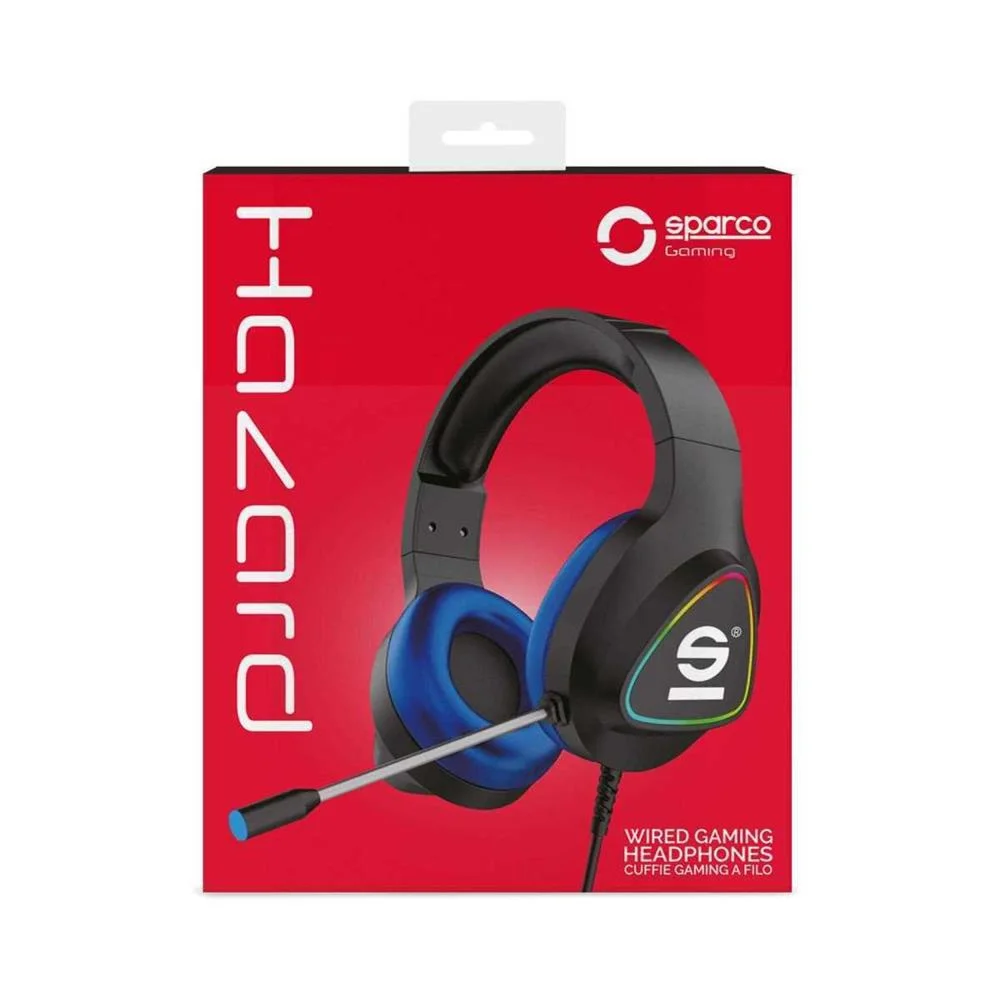 Auscultadores Headset Gaming Hazard Rainbow RGB Preto/Azul - Sparco
