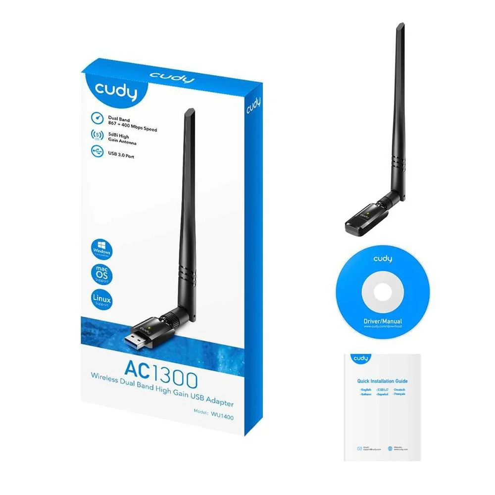 Adaptador Cudy Ac1300 Wifi High Gain Usb 3.0 Adap.