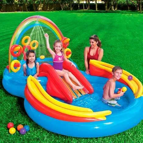 Piscina Insuflável para Crianças Intex   Parque Lúdico Arco-Íris 297 X 135 X 193 Cm 381 L 