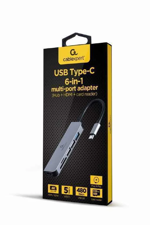 Adaptador Multipuerto Usb Tipo-C 6 En 1 Hub Hdmi .