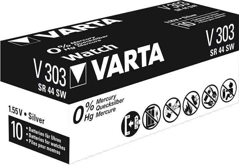 Bateria de Botão Sr44 - V303 Varta 175 Mah (Blist.