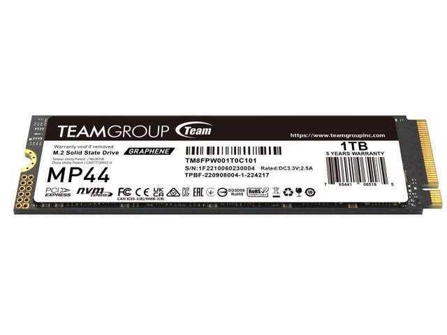 Ssd M.2 Pcie 4.0 Nvme Team Group 1tb Mp44-7400r/6500w-650/650k Iops C/Dissip Grafeno